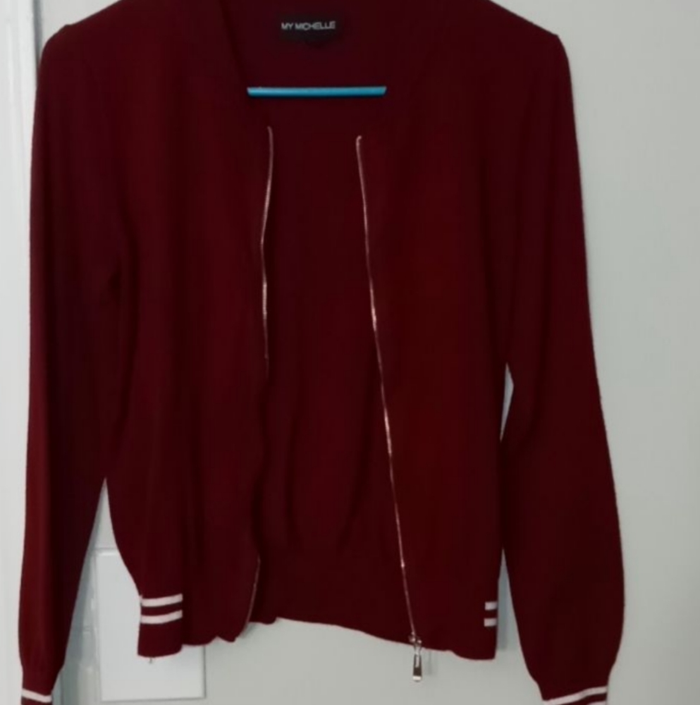 My Michelle Burgundy Cropped Jacket